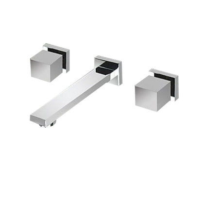 Square Double Handle Wall Mounted Dual Mixer Bathroom Faucet