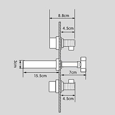 Square Double Handle Wall Mounted Dual Mixer Bathroom Faucet
