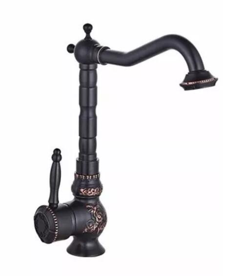 Alexa Antique Brass Bathroom Faucet Red
