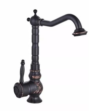 Alexa Antique Brass Bathroom Faucet Red