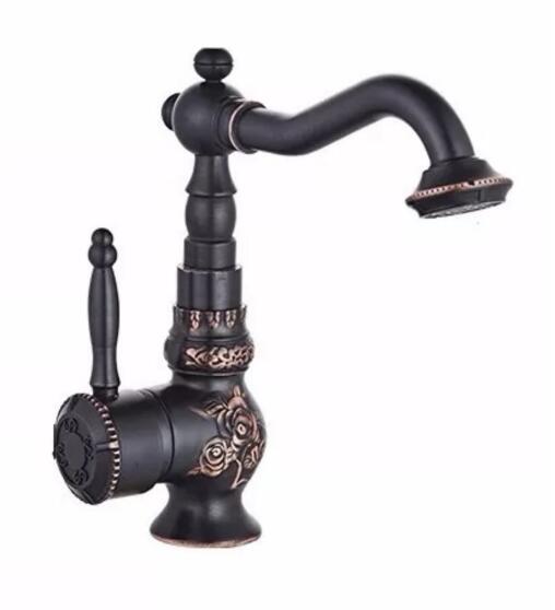 Alexa Antique Brass Bathroom Faucet Pink