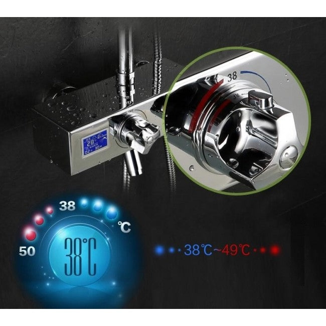 Juno Allora Digital Timer Rain Shower System with Handheld Shower Head & Faucet 