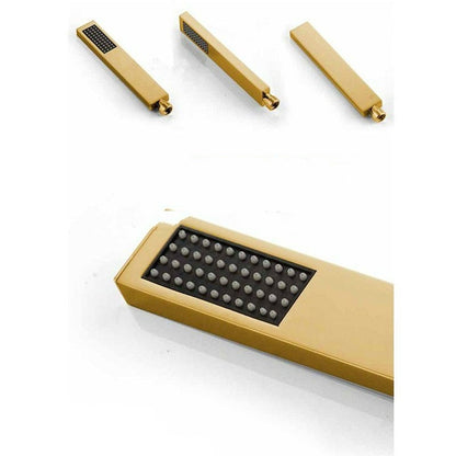 Amazing Gold Polished Waterfall Bathtub Mixer Faucet with Shower