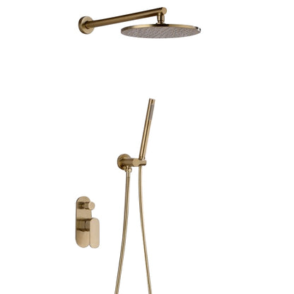 Amazing Round Gold Single Handle Wall Shower with Hand-Held Shower