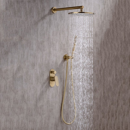 Amazing Round Gold Single Handle Wall Shower with Hand-Held Shower
