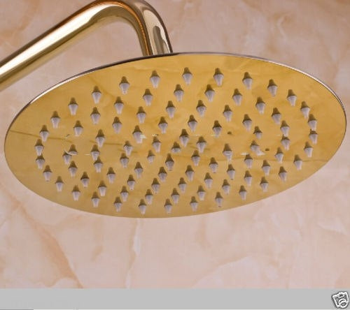 Amazing Ultra Thin Round Gold Single Handle Wall Mount Shower with Hand-Held Shower