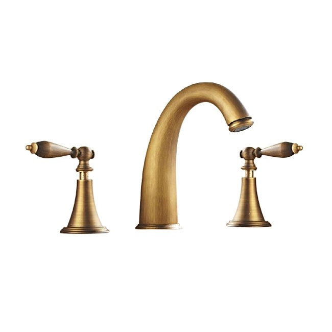 Antique Dual Handle Brass Bathroom Basin Faucet 