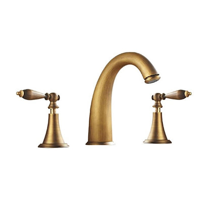 Antique Dual Handle Brass Bathroom Basin Faucet 