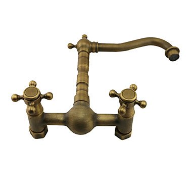 Antique -Wall Mounted Double Handle Bathroom Sink & Bathtub Faucet