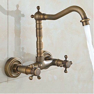 Antique -Wall Mounted Double Handle Bathroom Sink & Bathtub Faucet