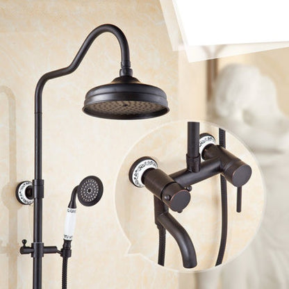 Antique Brass Black Faucet 8" Shower Head and Handshower  2