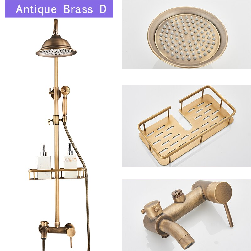 Juno Antique Outdoor Shower Head with Brass Hand Shower Faucet