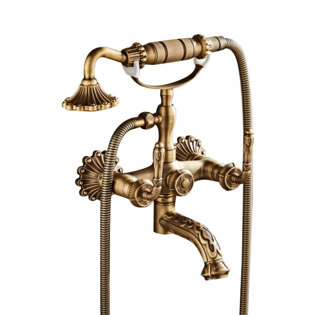 Juno Romanian Antique Brass Finish Bath Shower Set