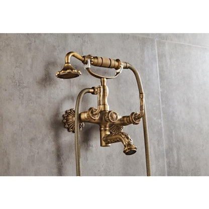 Juno Romanian Antique Brass Finish Bath Shower Set