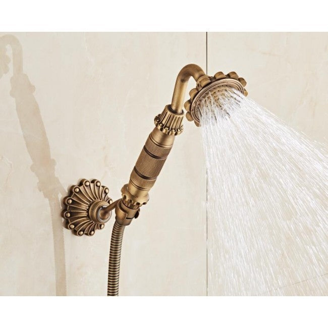 Juno Romanian Antique Brass Finish Bath Shower Set