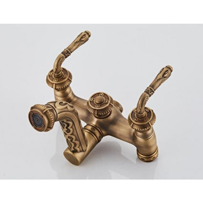 Juno Romanian Antique Brass Finish Bath Shower Set