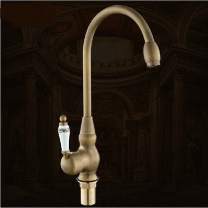 New Antique Brass Hot & Cold Deck Mounted Single Handle Kitchen Faucet 