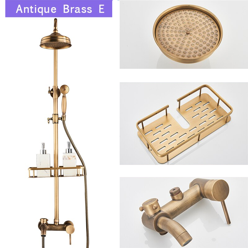 Juno Antique Outdoor Shower Head with Brass Hand Shower Faucet