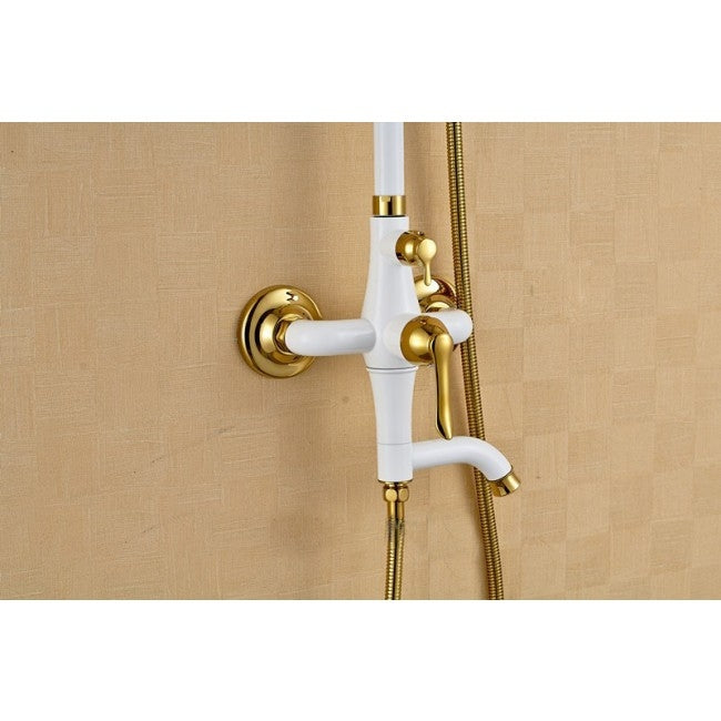 Juno Antique Brass Shower Set with Handshower & Top Brass Spray