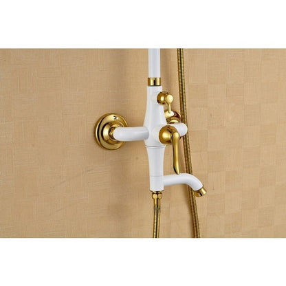 Juno Antique Brass Shower Set with Handshower & Top Brass Spray