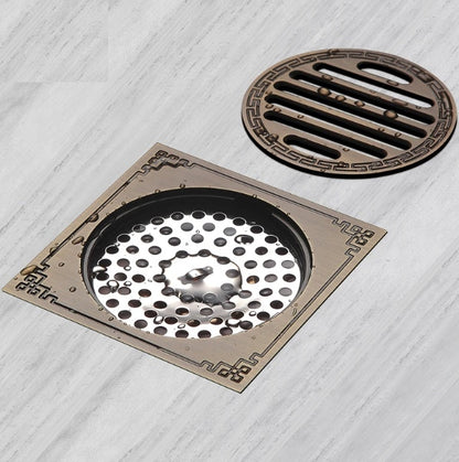 Antique Brass Square Bathroom Shower Drain
