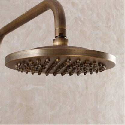 Antique Bronze Shower Head Round Brass with Hand Held Shower & Antique Bathroom Faucet
