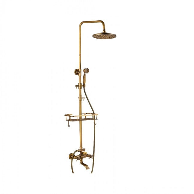 Antique Bronze Wall Mounted Bathtub Faucet Dual Handle Bathroom Shower