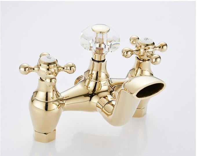 Antique Gold Telephone Single Handle Bathtub Mixer Faucet with Hand Held Shower