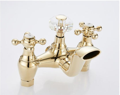 Antique Gold Telephone Single Handle Bathtub Mixer Faucet with Hand Held Shower