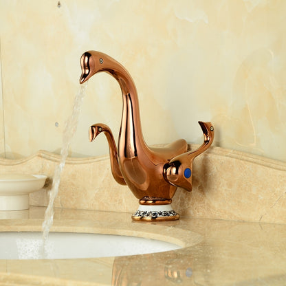 Attractive Duck Style Dual Handle Deck Mounted Bathroom Mixer Faucet