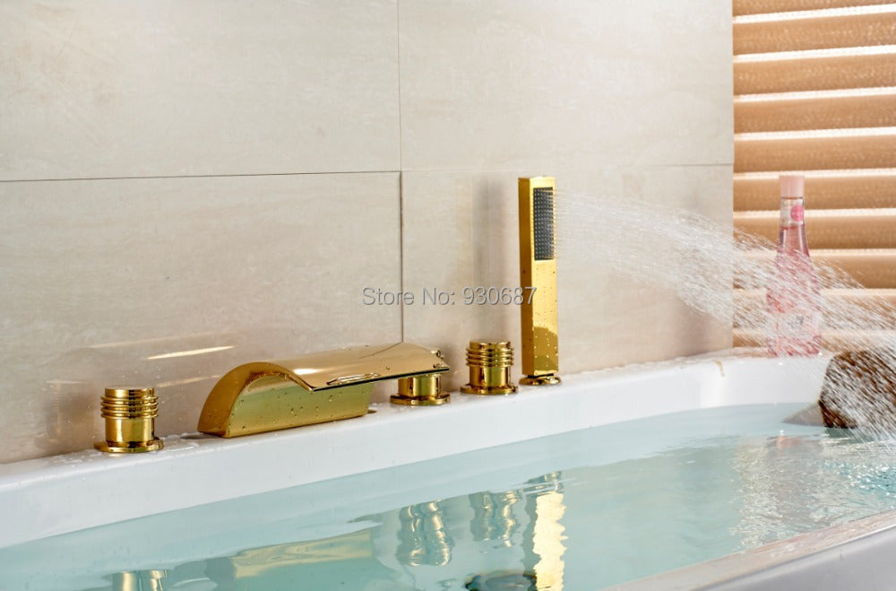 Juno Wall Mounted Brushed Nickel Bathtub Shower Faucet Mixer Tap With Hand Held Shower