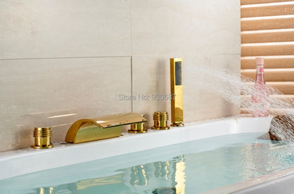 Juno Wall Mounted Brushed Nickel Bathtub Shower Faucet Mixer Tap With Hand Held Shower