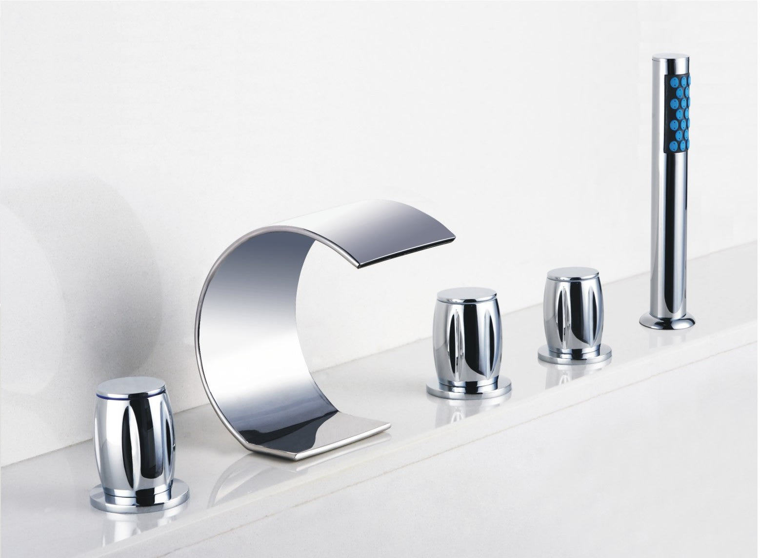 Triple Handel Chrome Roman Bathtub Faucet and Hand Held Shower