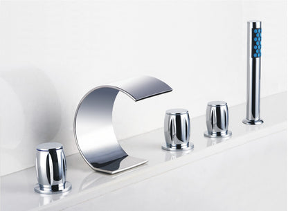 Triple Handel Chrome Roman Bathtub Faucet and Hand Held Shower