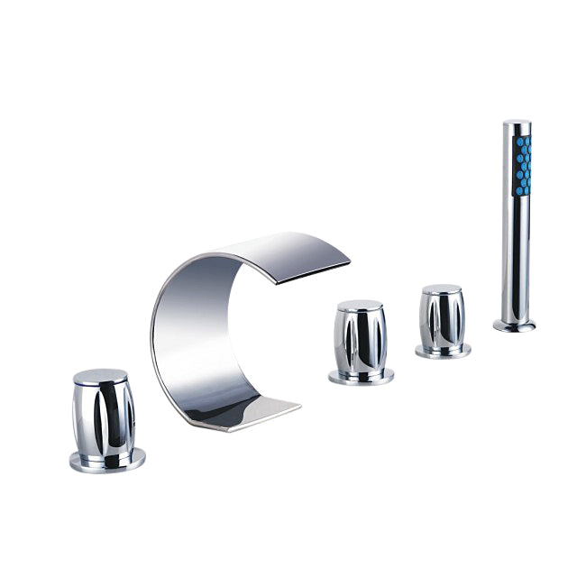 Triple Handel Chrome Roman Bathtub Faucet and Hand Held Shower