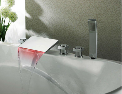 Hand-Shower and Waterfall LED Bath-Tub Faucet