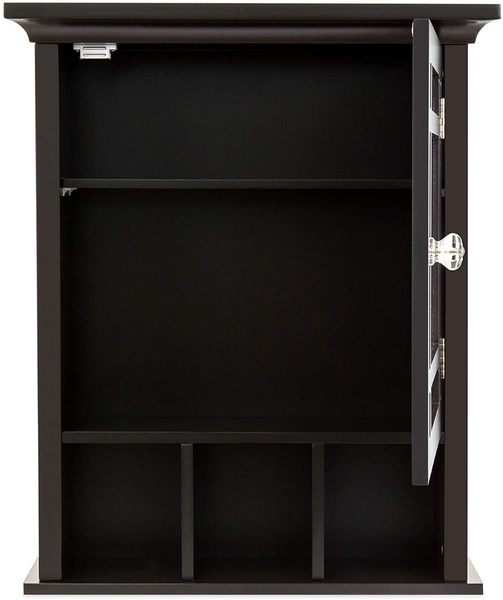 Coffee Color Mirrored Wall Mount Bathroom Storage Cabinet