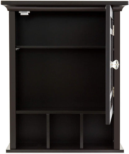 Coffee Color Mirrored Wall Mount Bathroom Storage Cabinet