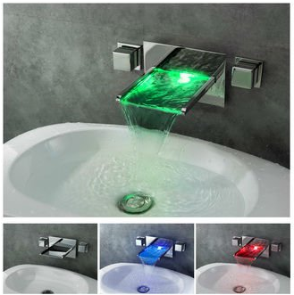 bathroom faucet led waterfall wall mount