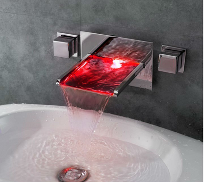 led waterfall faucet bathroom sink