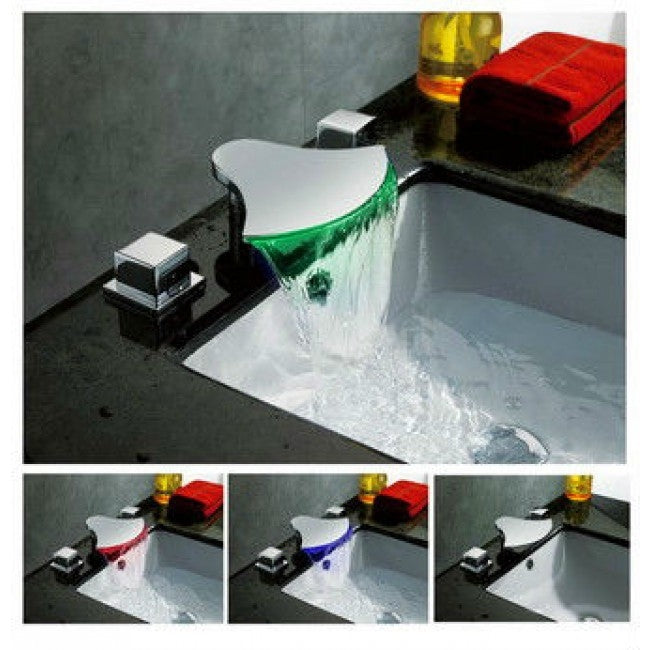 Hot and Cold Water Mixer Bathroom Faucet with LED Color Changing Light