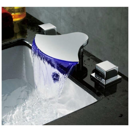Hot and Cold Water Mixer Bathroom Faucet with LED Color Changing Light