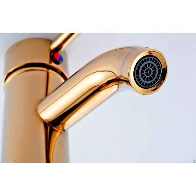 Riviera Deck Mount Gold Bathroom Sink Faucet Single Handle Mixer Tap