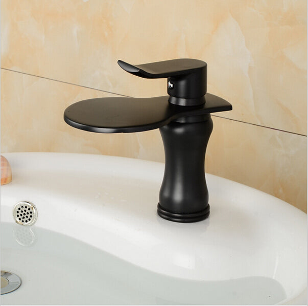Oil Rubbed Bronze Single Handle Waterfall Bathroom Basin Sink Faucet