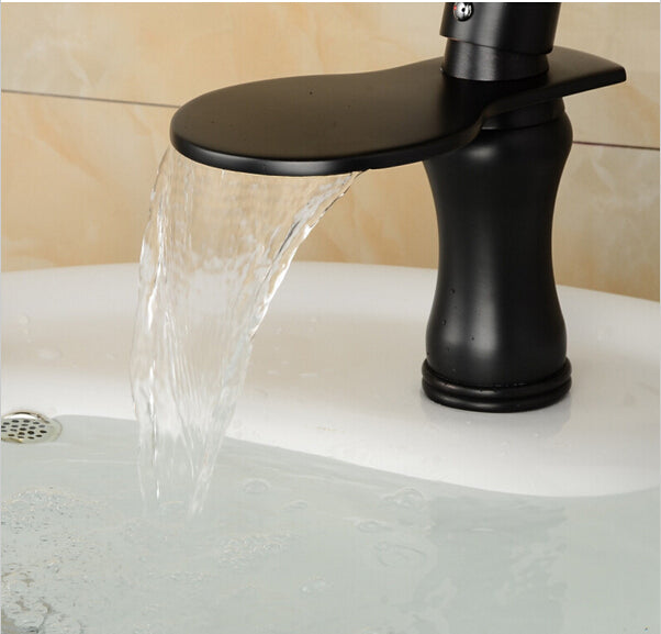 Oil Rubbed Bronze Single Handle Waterfall Bathroom Basin Sink Faucet