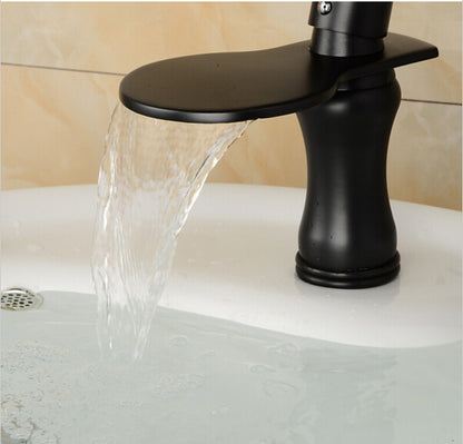Oil Rubbed Bronze Single Handle Waterfall Bathroom Basin Sink Faucet