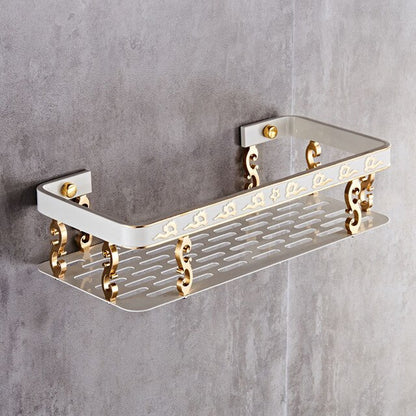 Juno White & Gold Bathroom Shelf Storage Organizer Aluminum bathroom Shelf
