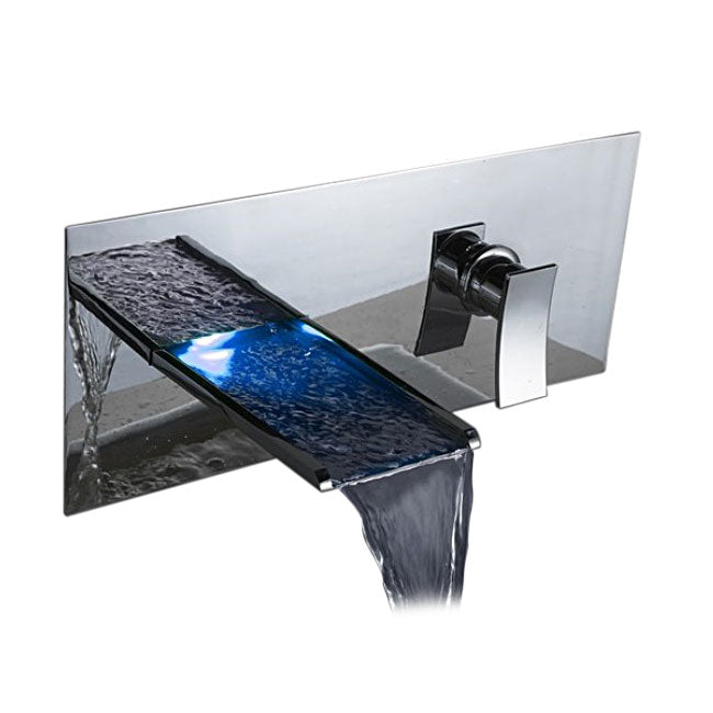 New Design Bathroom Sink Faucets LED Wall mount Waterfall Brass Chrome Finish
