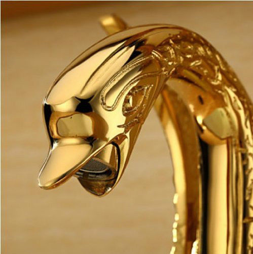 Gold Finish Hooper Bathroom Sink Faucet Brass Vessel Mixer Tap