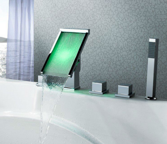 Deck Mounted Waterfall LED Roman Tub Faucet